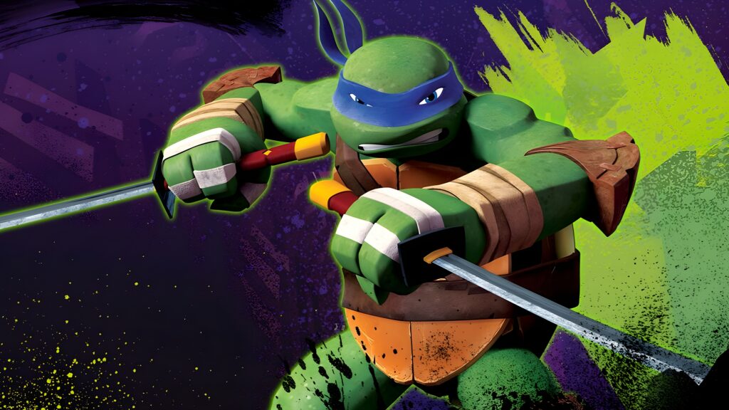 Hello World leader of the teenage mutant turtles Leonardo holding his khatna