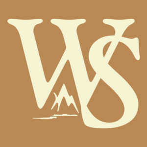 W and an S on orange background with abstract mountain from the w